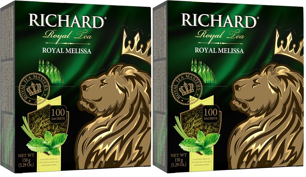 

Чай зеленый Richard Royal Melissa, 2 уп х100 пакетиков