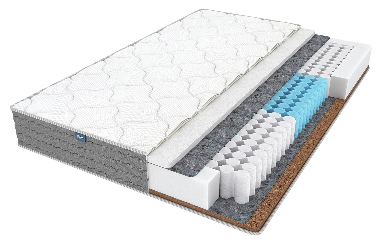 

Матрас Dimax Димакс Ок Струтто Хард, зональный пружинный блок, 70*210, Белый;серый, Dimax Димакс Ок Струтто Хард