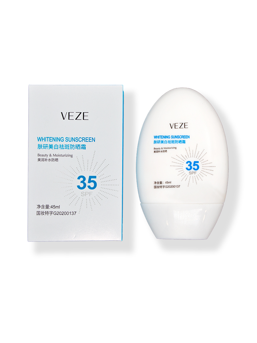 Солнцезащитный отбеливающий крем VEZE Whitening Sunscreen SPF35 PA+++ 45 мл кора крем против веснушек и пигментных пятен 50 мл кора special whitening care