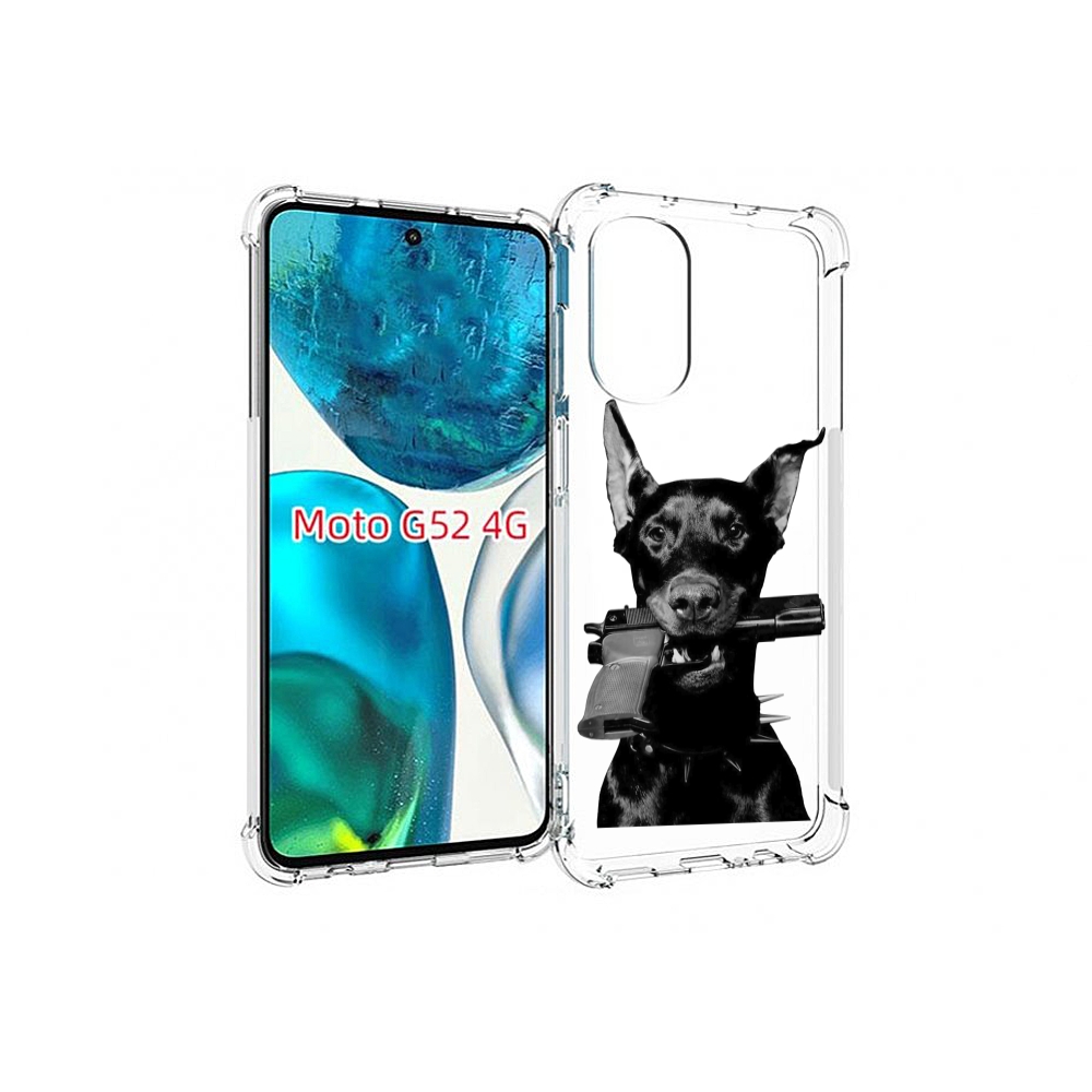 

Чехол MyPads доберман с пистолетом для Motorola Moto G82 / Moto G52, Прозрачный, Tocco