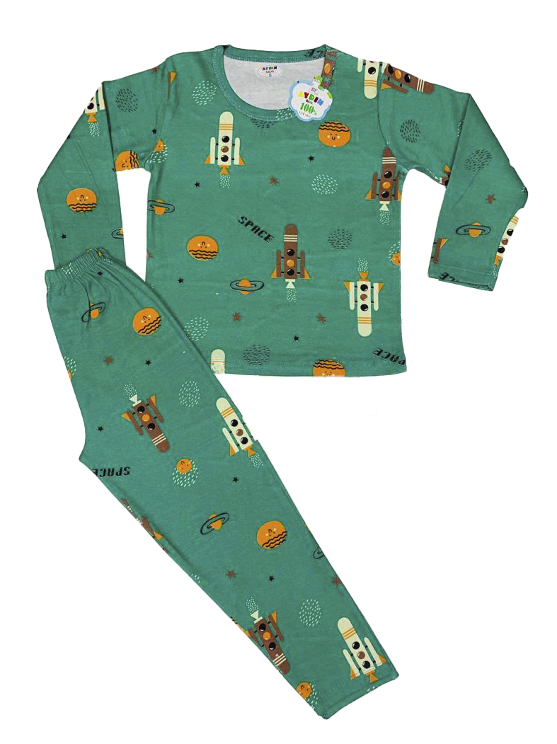 Пижама детская Bobonchik ПМБС, зеленый, 98