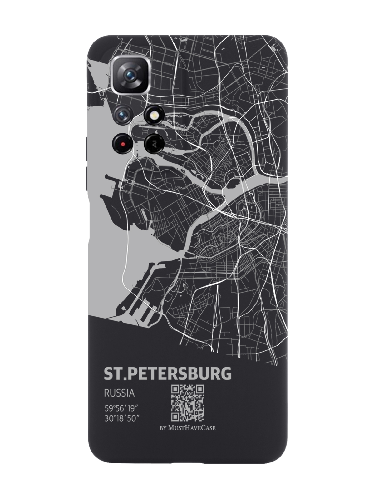 Чехол MustHaveCase для Xiaomi Redmi Note 11 Карта Санкт-Петербурга черный