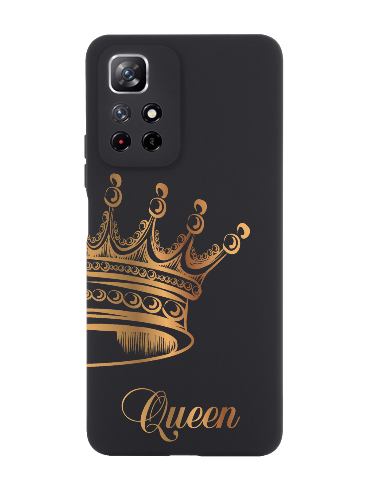 

Чехол MustHaveCase для Xiaomi Redmi Note 11 Парный чехол корона Queen черный, Черный;золотистый