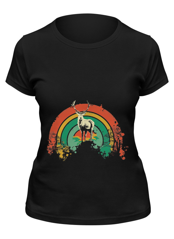 

Футболка женская Printio Олень черная M, Черный, Олень