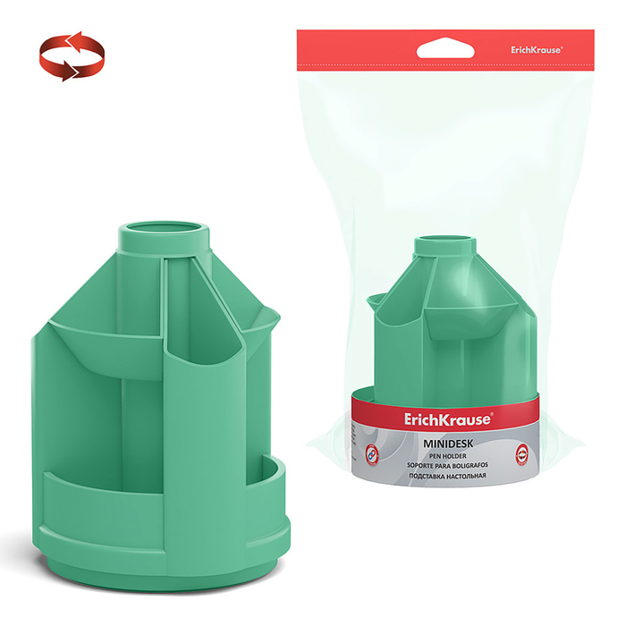 

Подставка-органайзер для канцелярии ErichKrause Mini Desk Powder, вращающаяся, Зеленый