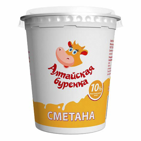 фото Сметана алтайская буренка 10% бзмж 350 г