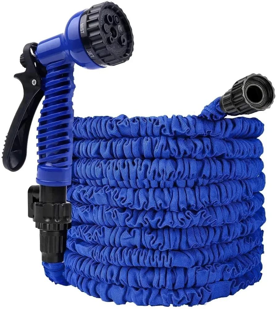 

Растягивающийся садовый шланг для полива с насадкой-распылителем Magic Hose Синий 45 м