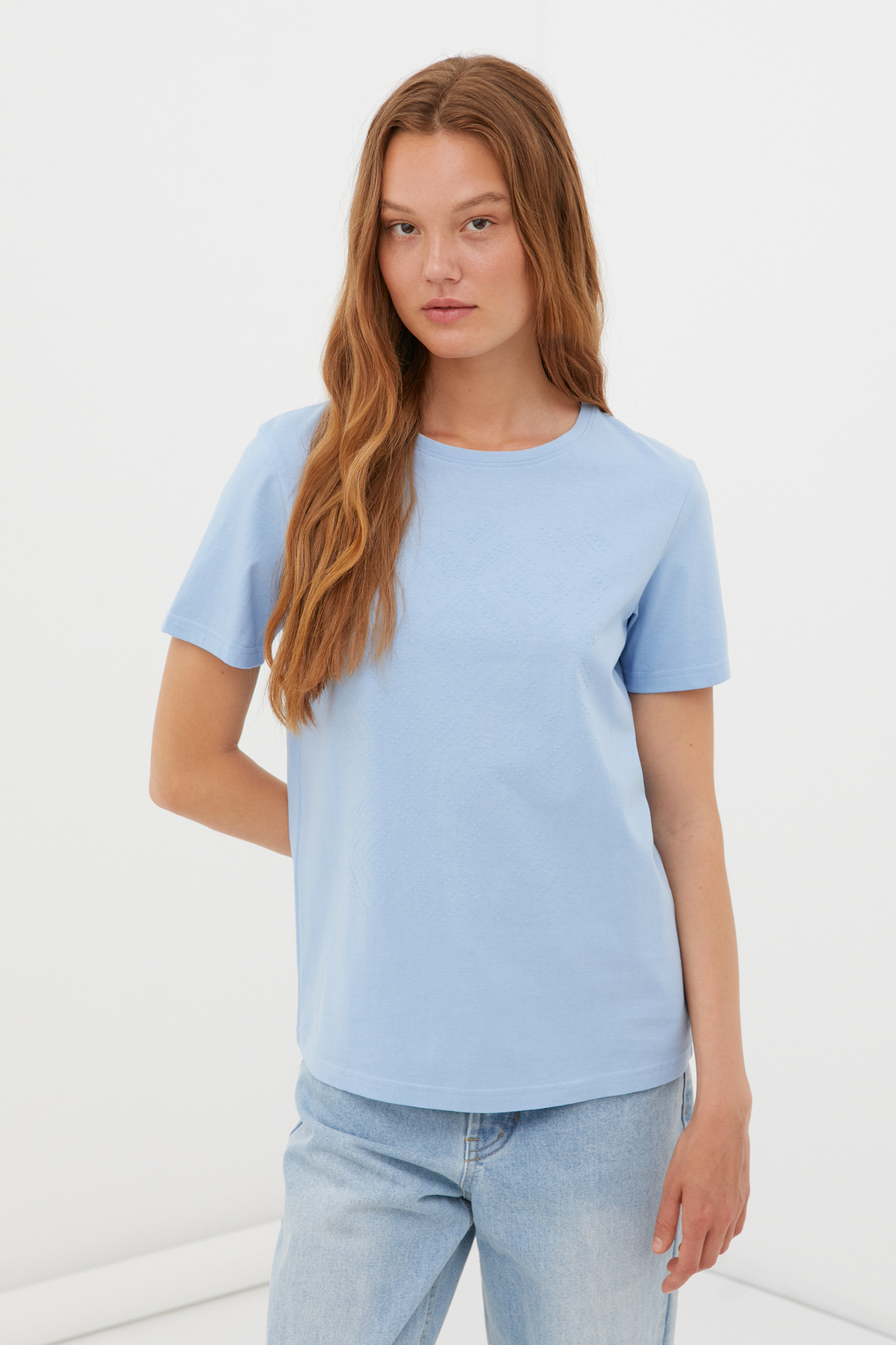 

Футболка женская Finn Flare FSC13094 голубая 2XL, FSC13094