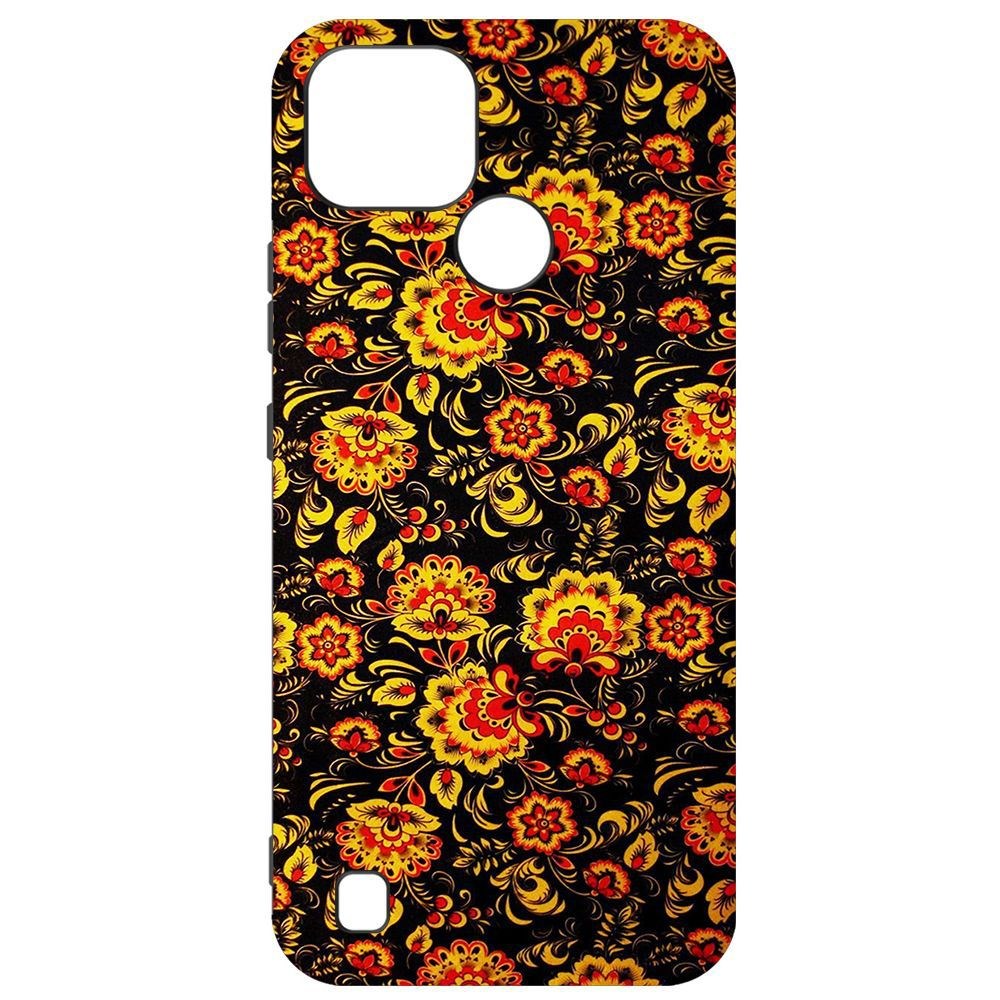 

Чехол-накладка Krutoff Soft Case Хохлома для Realme C21, Черный