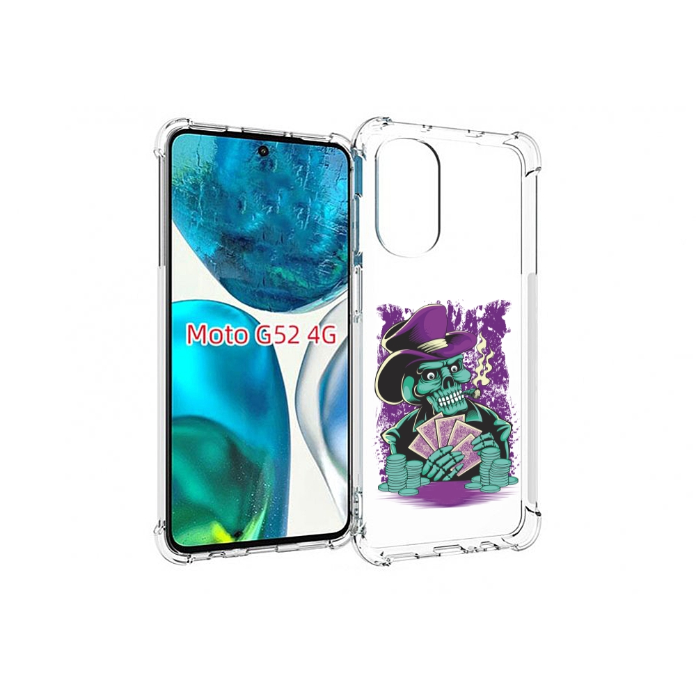 

Чехол MyPads зеленый череп с картами для Motorola Moto G82 / Moto G52, Прозрачный, Tocco