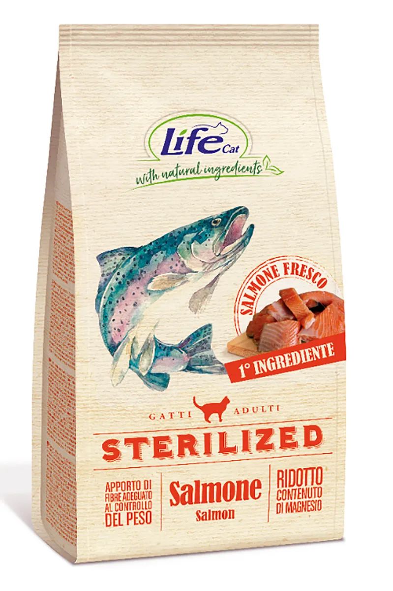 Сухой корм для кошек LIFECAT ADULT STERILIZED, для стерилизованных, лосось, 7,5 кг