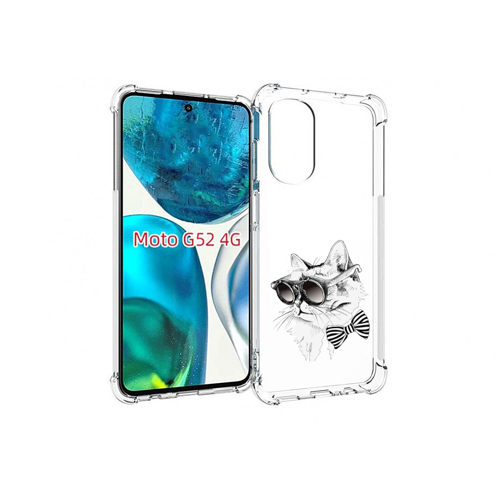 Чехол MyPads крутая кошка в очках для Motorola Moto G82 / Moto G52