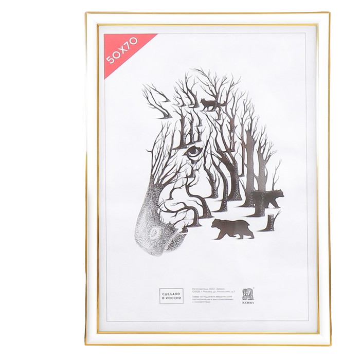 

Zebra Фоторамка пластик 50х70 600 пластиковый экран, Белый