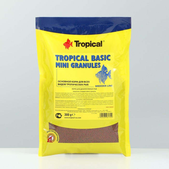 фото Корм для рыб tropical basic mini granules, пакет, тонущие гранулы, 300 гр