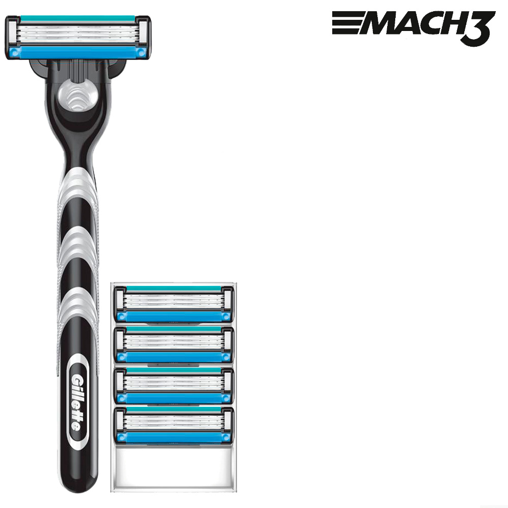 Бритвенный станок Gillette Mach3 + 4 сменные кассеты Mach3 питаемся интуитивно осознанный подход для комфортного веса аве м