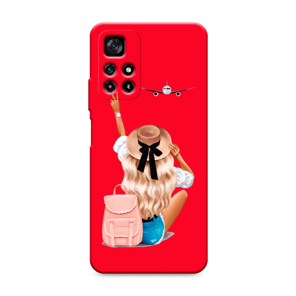 фото Матовый силиконовый чехол "автостопом самолетом" на xiaomi redmi note 11t 5g awog