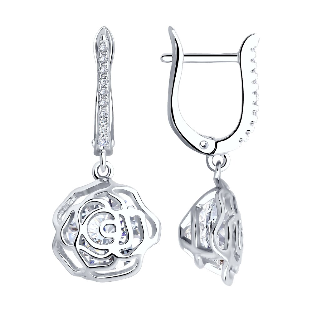 

Серьги подвески из серебра SOKOLOV 94026389-91, фианит, 94026389-91