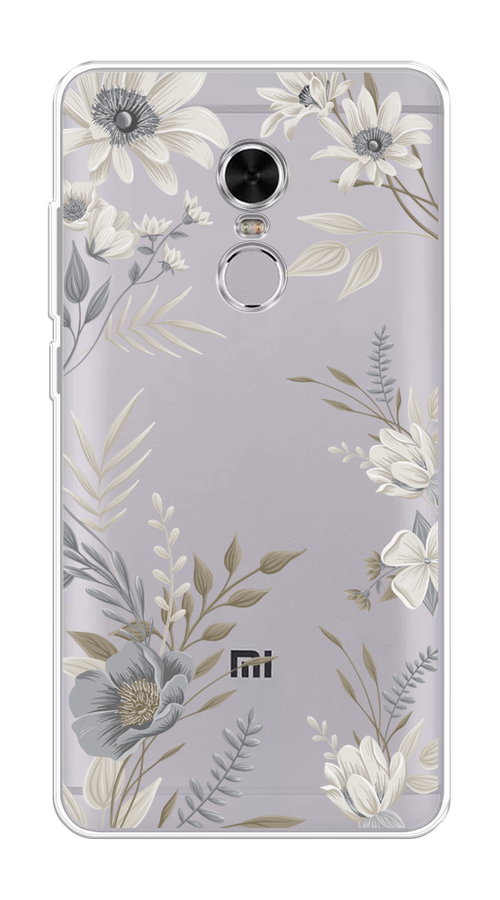 

Чехол на Xiaomi Redmi Note 4 "Цветы сепия", Серый;прозрачный;зеленый;белый, 31850-1