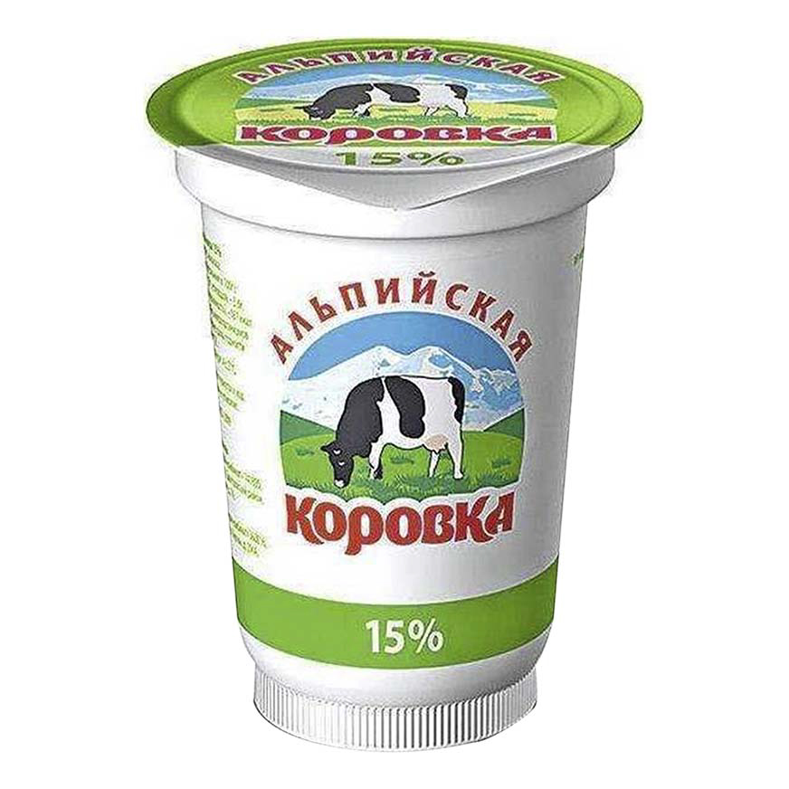 Сметанный продукт Альпийская Коровка 15 % 400 г