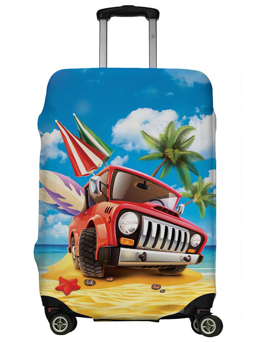 фото Чехол для чемодана lejoy джип на пляже разноцветный s