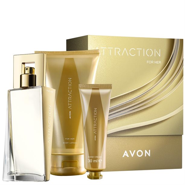 фото Набор avon attraction for her парфюмерная вода 50 мл + крем для рук 30 мл + лосьон 150