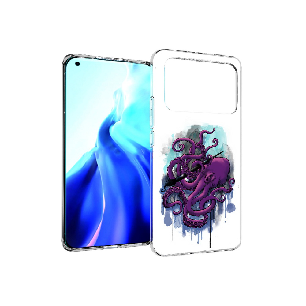 

Чехол MyPads Tocco для Xiaomi Mi 11 Ultra фиолетовый осьминог (PT160500.261.658), Прозрачный, Tocco