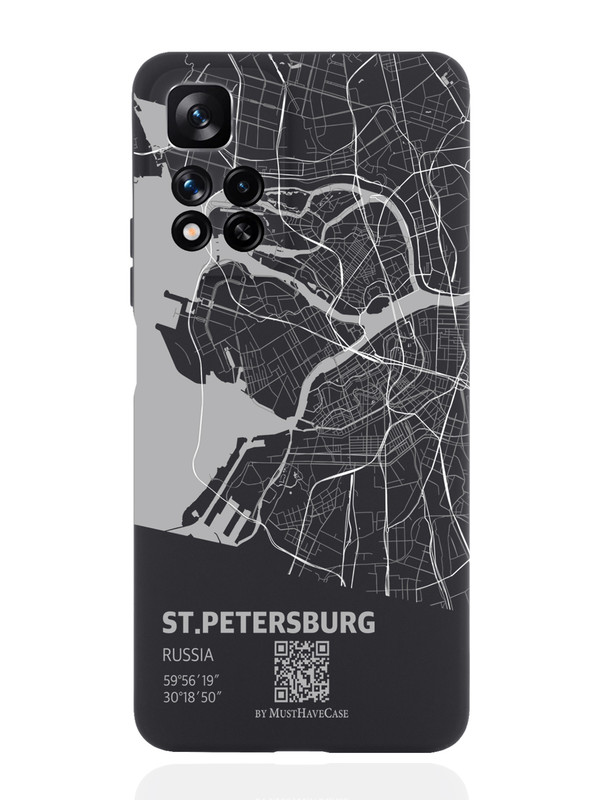

Чехол MustHaveCase для Xiaomi Redmi Note 11 Pro Plus 5G Карта Санкт-Петербурга черный, Серый;черный