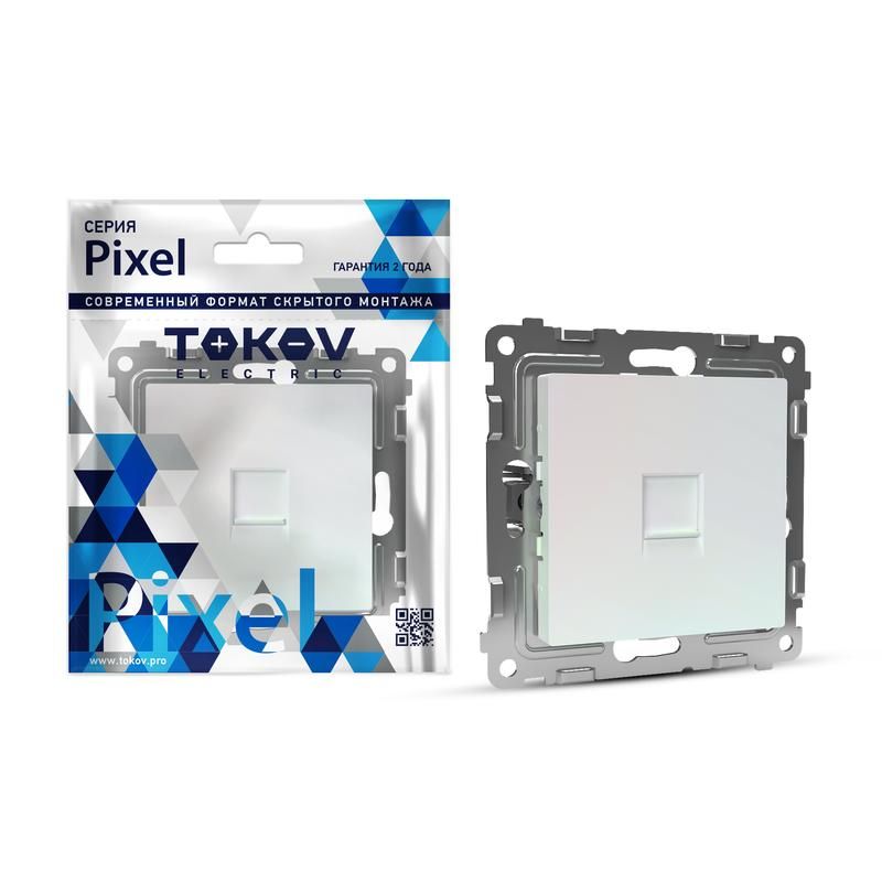 Розетка компьютерная 1-м СП Pixel RJ45 кат5E механизм перламутр TOKOV ELECTRIC TKE-PX-RC 1443₽