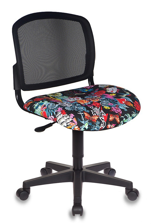фото Компьютерное кресло бюрократ ch-296nx/tattoo, черный/черный черепа