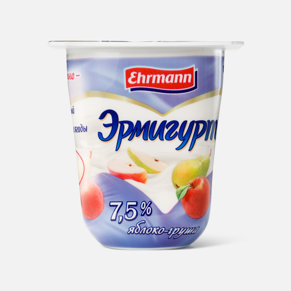 Йогурт Эрмигурт сливочный, яблоко и груша, 7,5%, 100 г