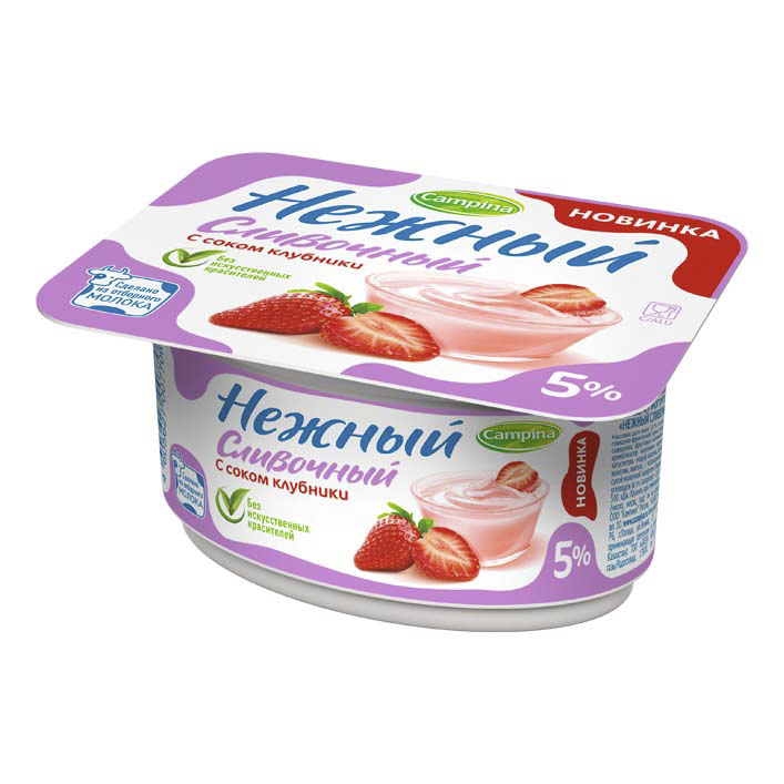 Продукт йогуртный Campina Нежный Сливочный с соком 5% 110 г в ассортименте