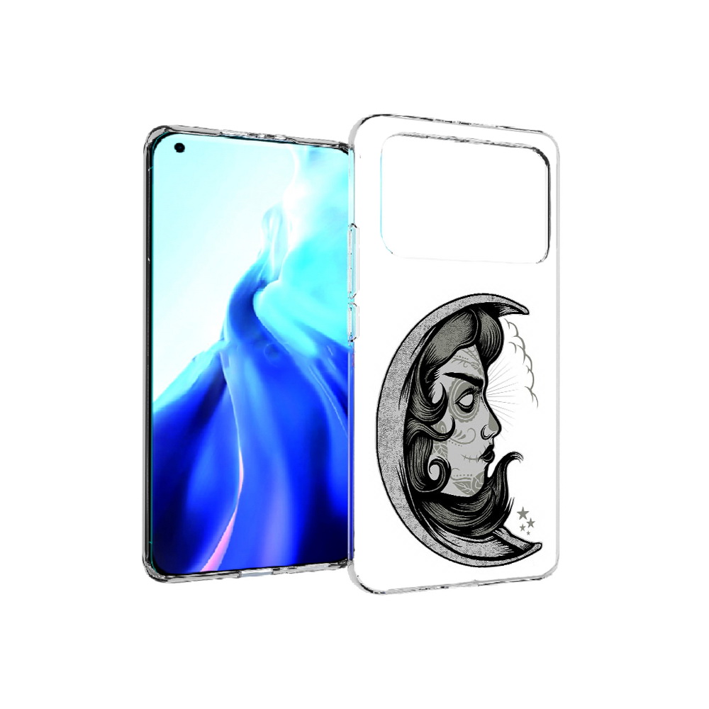 

Чехол MyPads Tocco для Xiaomi Mi 11 Ultra черно белая луна с лицом (PT160500.261.680), Прозрачный, Tocco