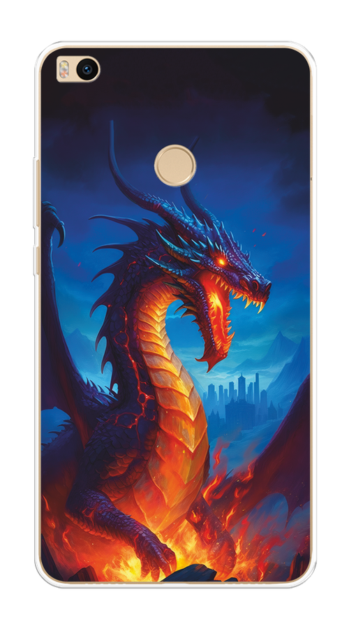 

Чехол на Xiaomi Mi Max 2 "Дракон над лавой", Оранжевый;коричневый;синий, 32150-1
