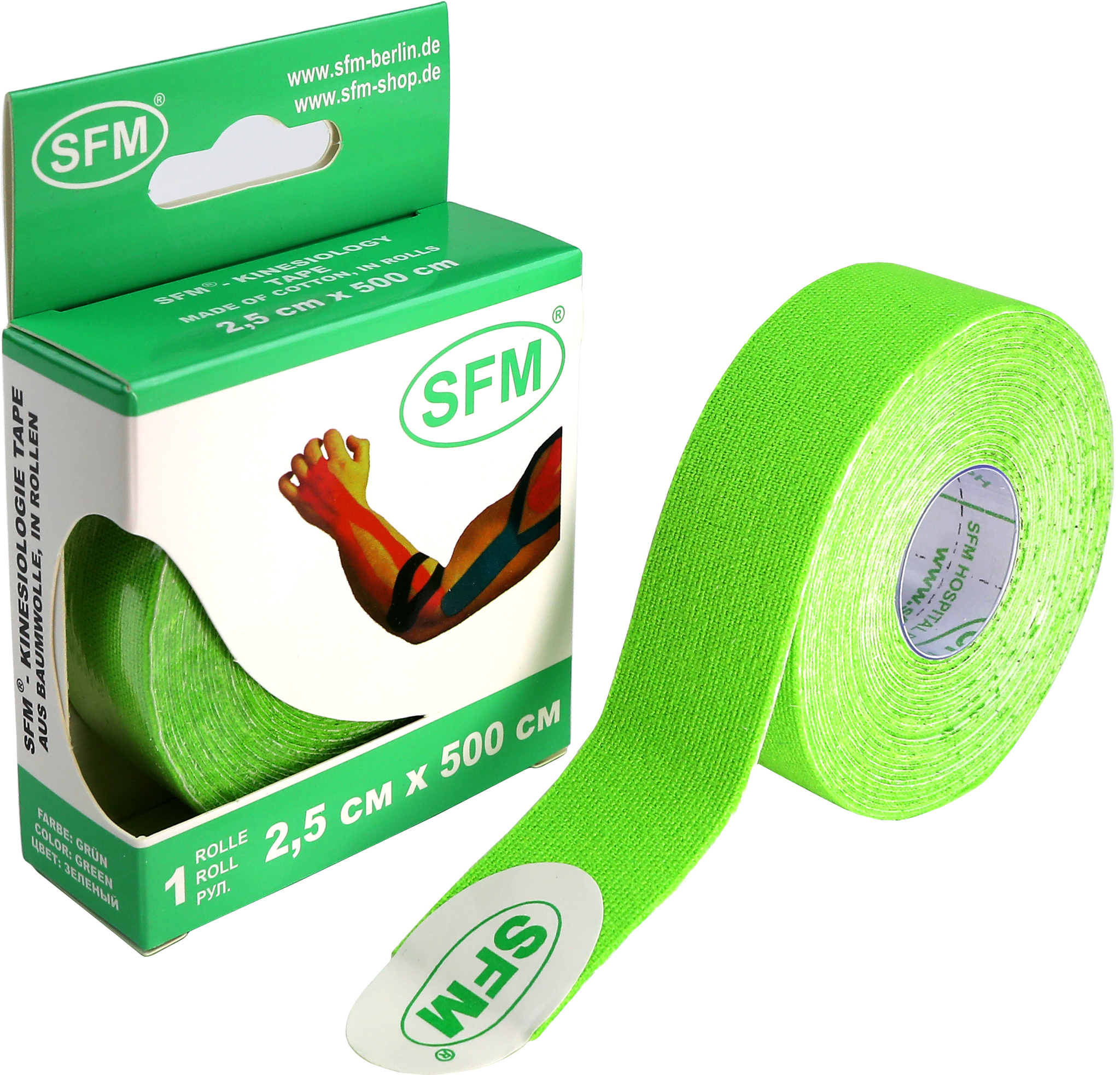 Кинезиотейп SFM 25500 зеленый 500 см