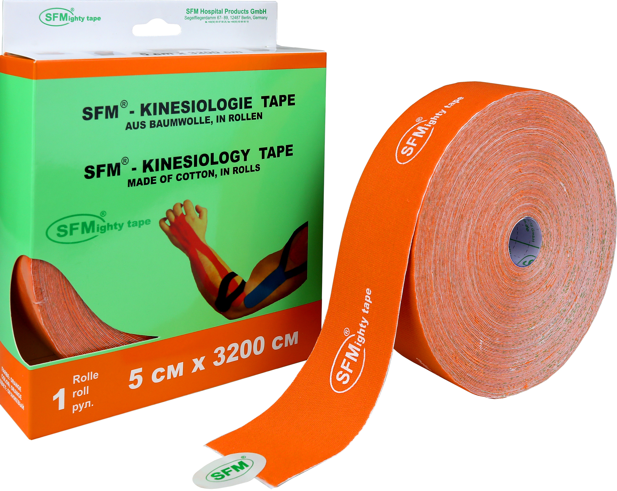 Orange sfm. SFM-Plaster тейп. Кинезио тейп SFM Plaster 5*3200 зеленый. SFM Hospital products GMBH.