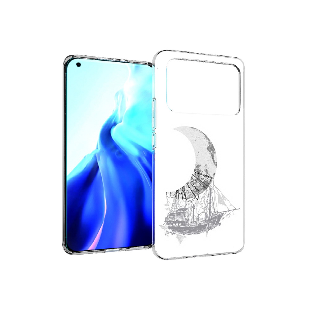 Чехол MyPads Tocco для Xiaomi Mi 11 Ultra черно белый корабль полумесяц (PT160500.261.684)