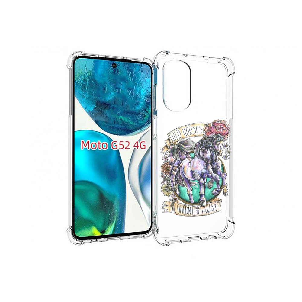 

Чехол MyPads рисунок коней в цветах для Motorola Moto G82 / Moto G52, Прозрачный, Tocco