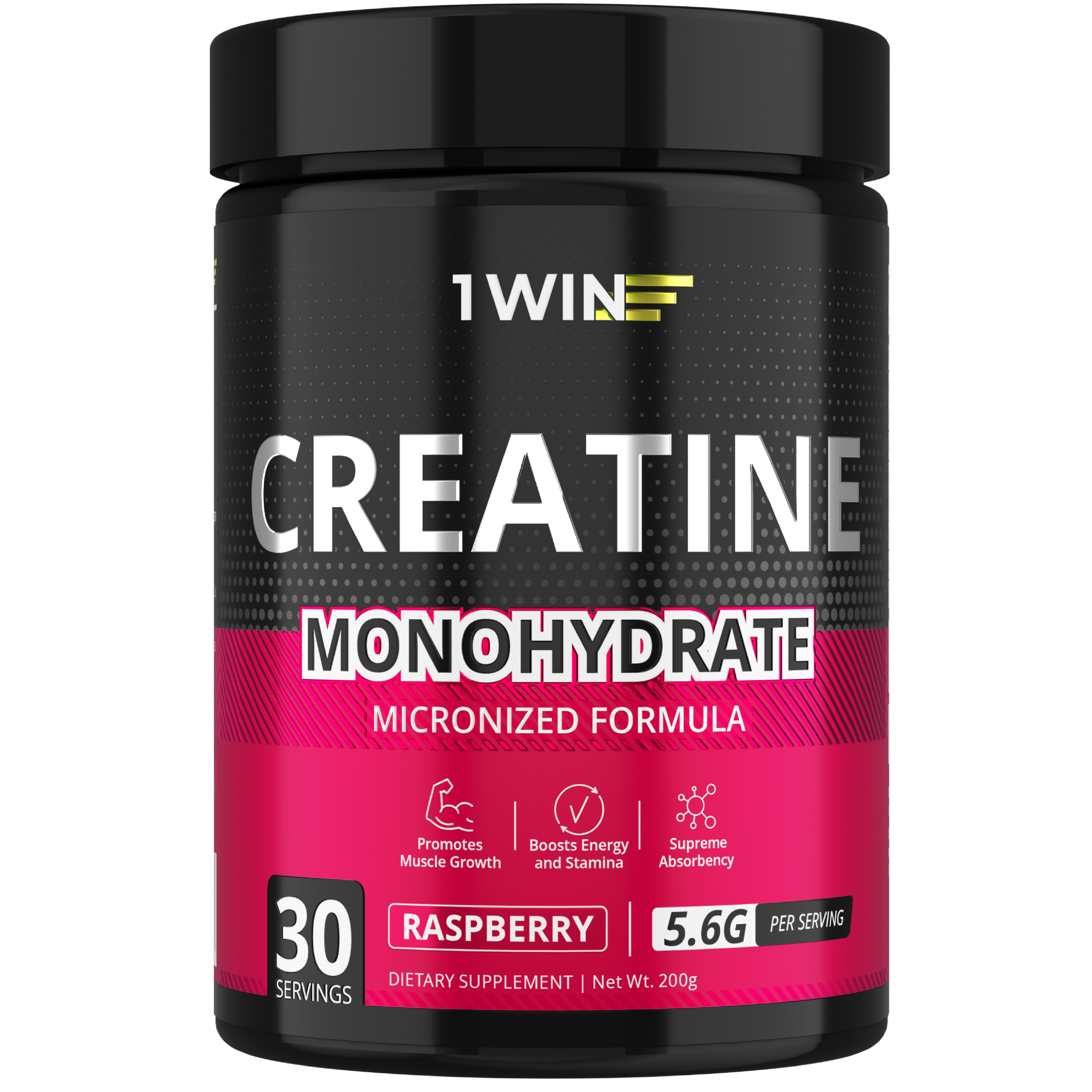 Креатин моногидрат Creatine Monohydrate 1WIN малина, порошок 30 порций