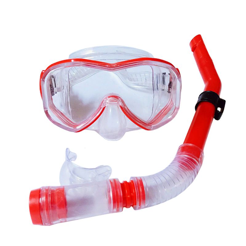 Набор для плавания взрослый маска+трубка ПВХ красный Спортекс E39248-2