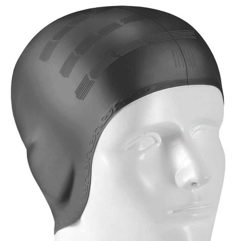 фото B31565-8 шапочка для плавания силиконовая анатомическая черная спортекс