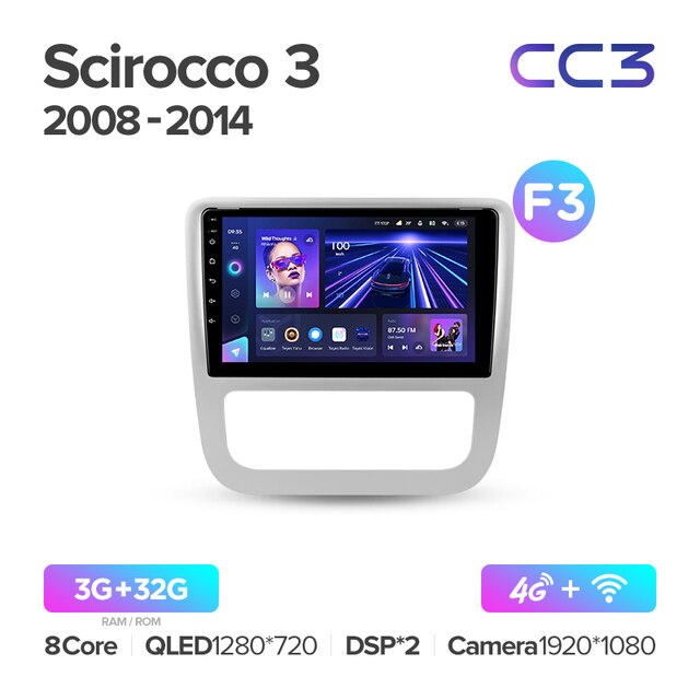 Штатная магнитола Teyes CC3 Volkswagen Scirocco 3 III Mk3 2008-2014 9 F3 332G 3814300₽