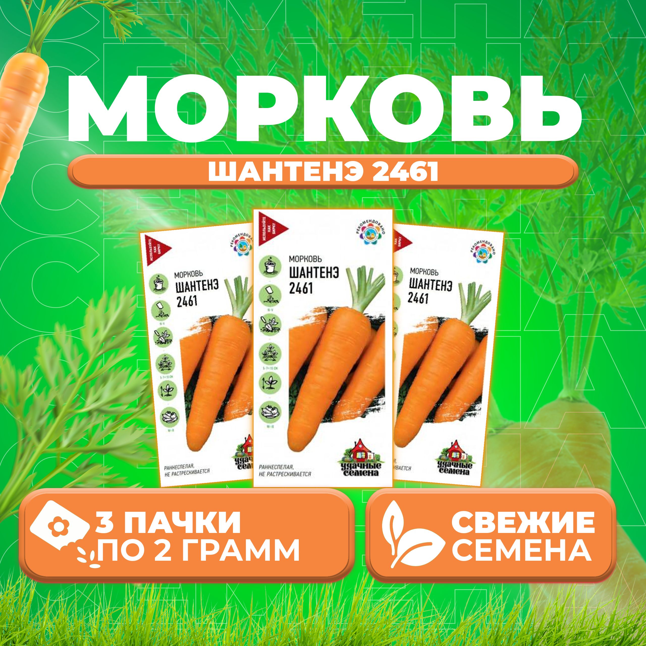

Семена морковь Шантенэ 2461 Удачные семена 10002414-3 3 уп.