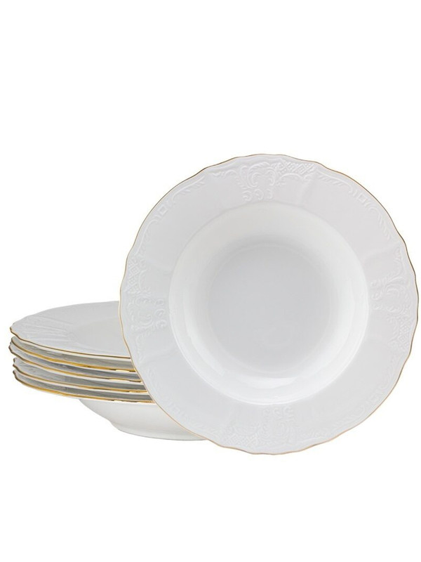 

Набор тарелок Maria Gold Lenardi 6 штук глубокие 23 см 226-005, Белый