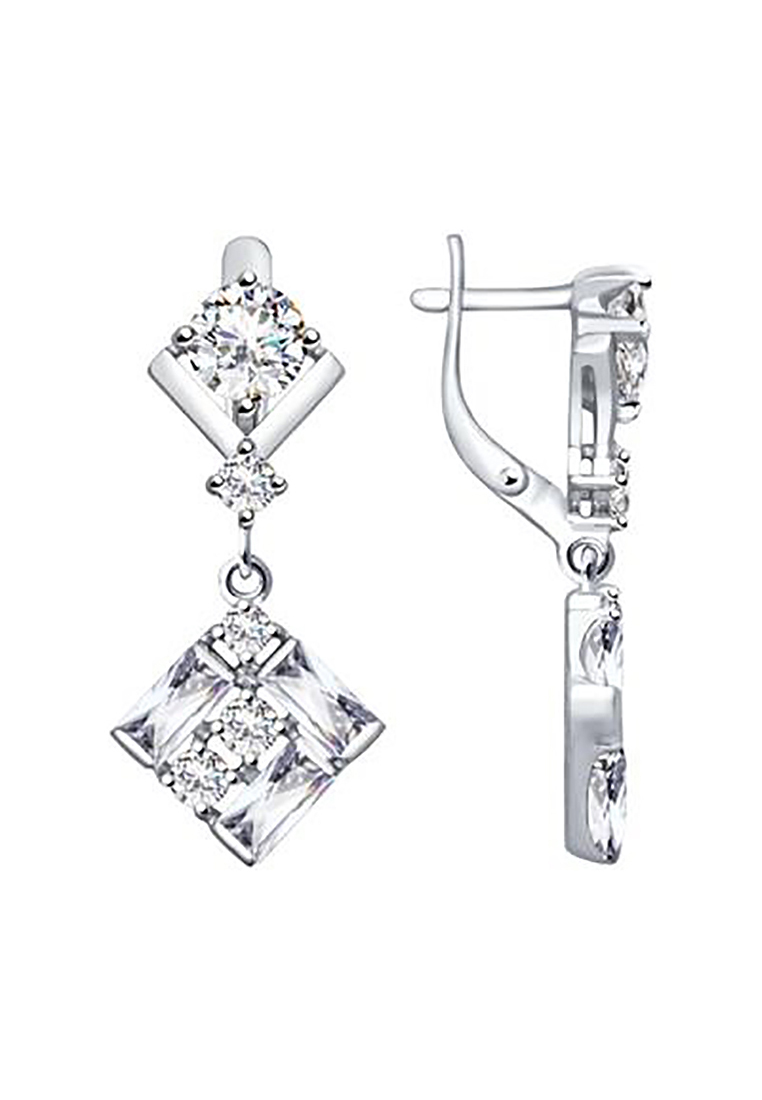 Серьги подвески из серебра с фианитом Kari Jewelry С630-2855