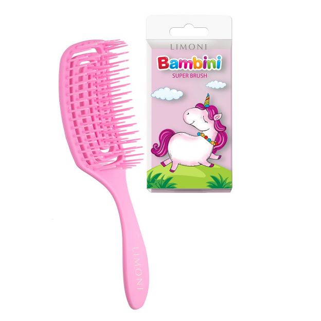Расчёска для волос Limoni Bambini Super Brush, розовая 10168 набор кистей для макияжа star bambini от limoni 7 шт