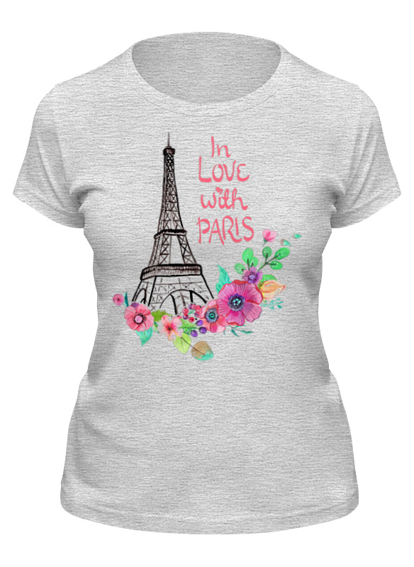 

Футболка женская Printio Париж серая 2XL, Серый;белый, Париж