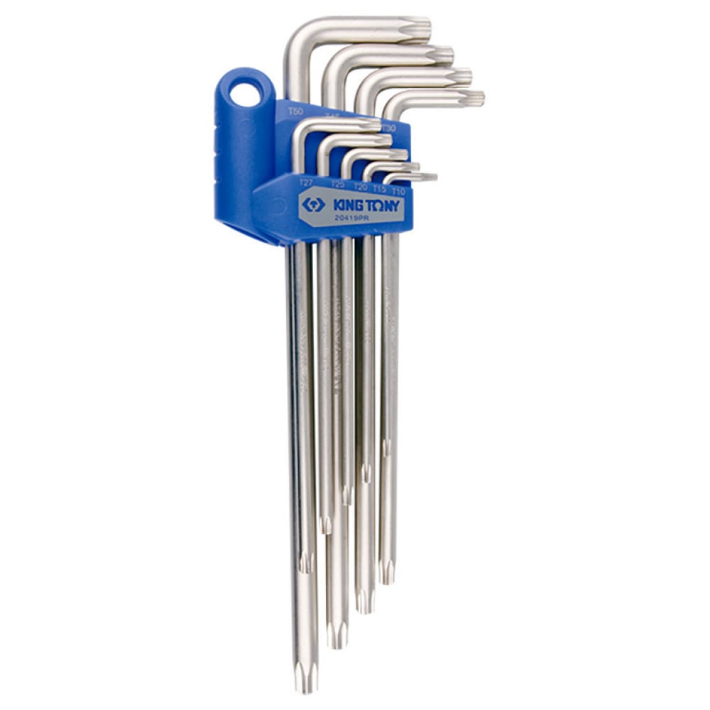 

Набор Г-образных ключей TORX с отверстием T10-T50, 9шт KING TONY 20419PR