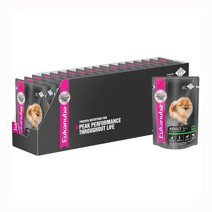 Влажный корм для собак Eukanuba Adult All Breed с говядиной в соусе, 24 шт по 100 г