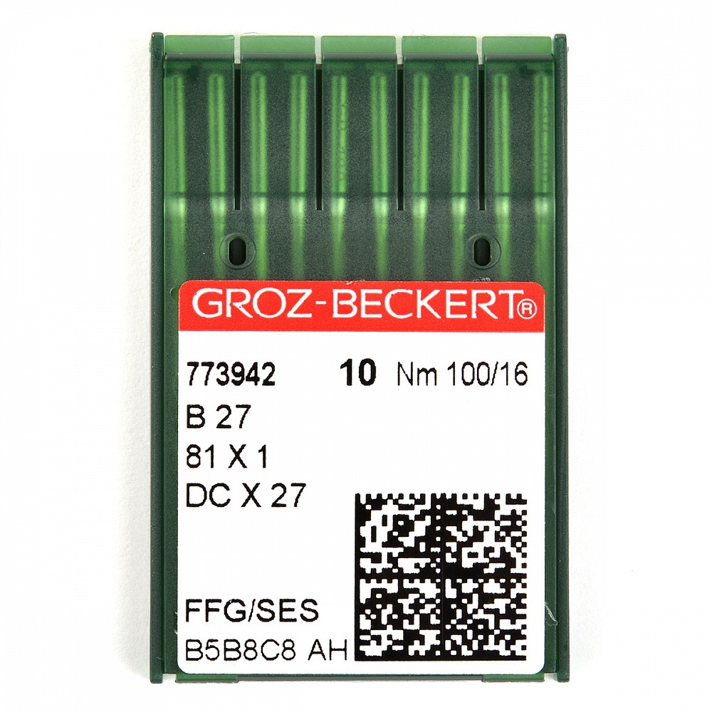 Иглы для промышленных швейных машин Groz-Beckert B27/81x1/DCx27/DCx1 FFG №100, 10 шт