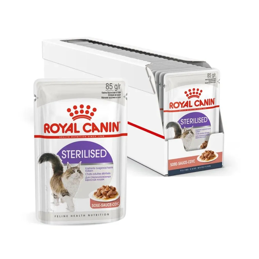 Корм влажный Royal Canin для стерилизованных кошек, мясо в соусе, в шоу боксе, 28x85 г